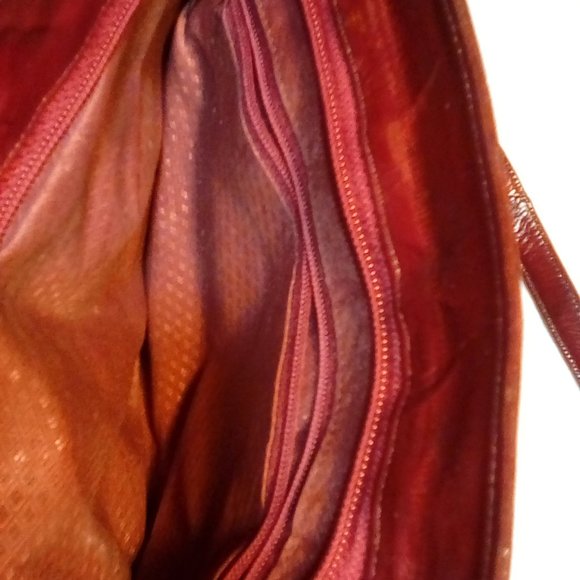 Burgundy wine eel skin purse bag - Picture 5 of 8